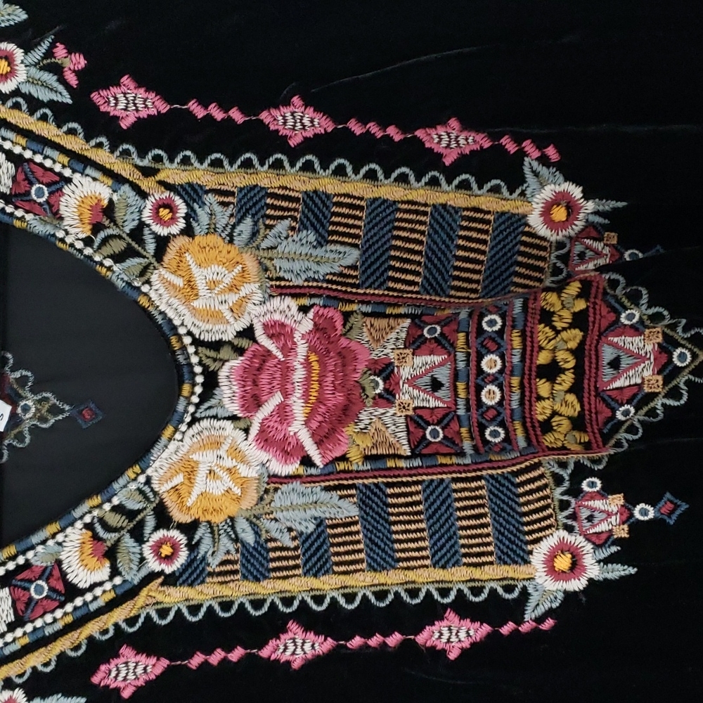 Black Velvet Embroidered Johnny Was Tunic, small